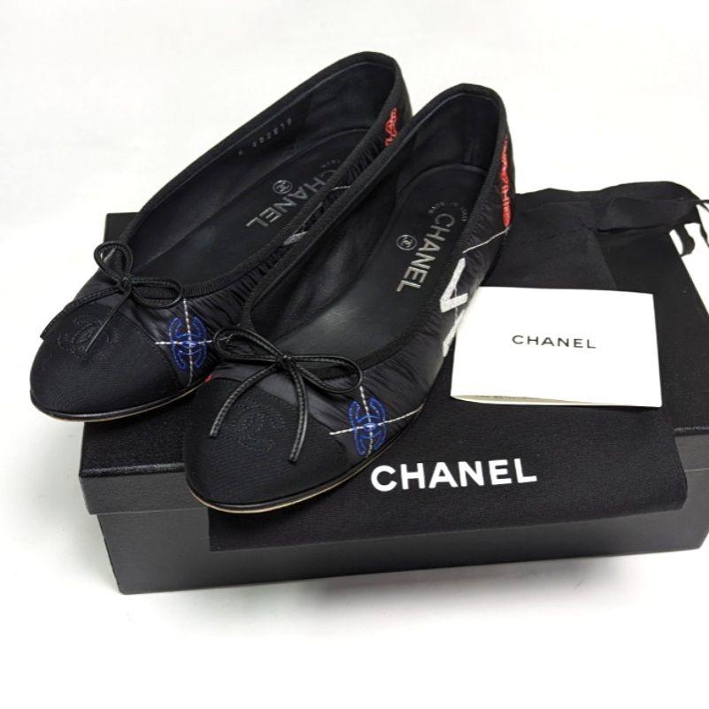 新品そっくりさん⭐CHANEL ロゴ刺繍 バレエシューズ パンプス 36C