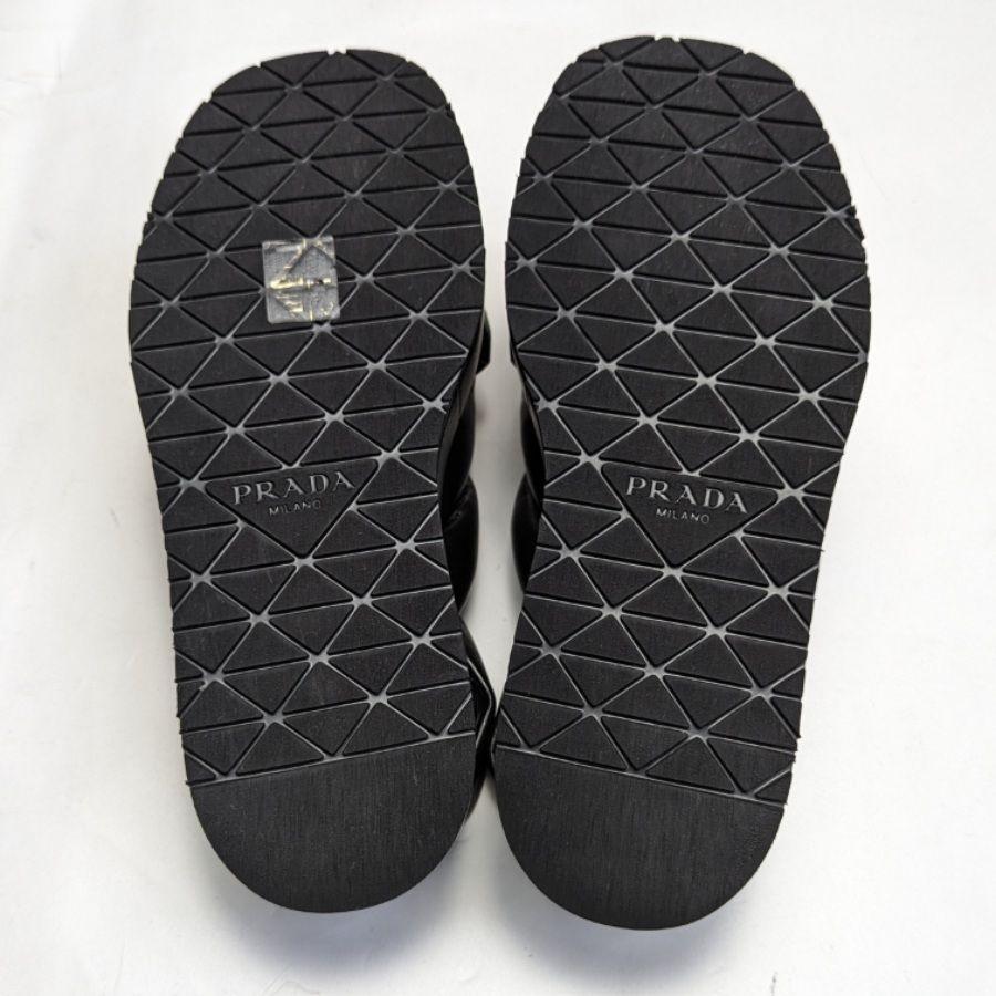 新品そっくりさん⭐PRADAプラダ ナッパレザー サンダル 35.5 黒