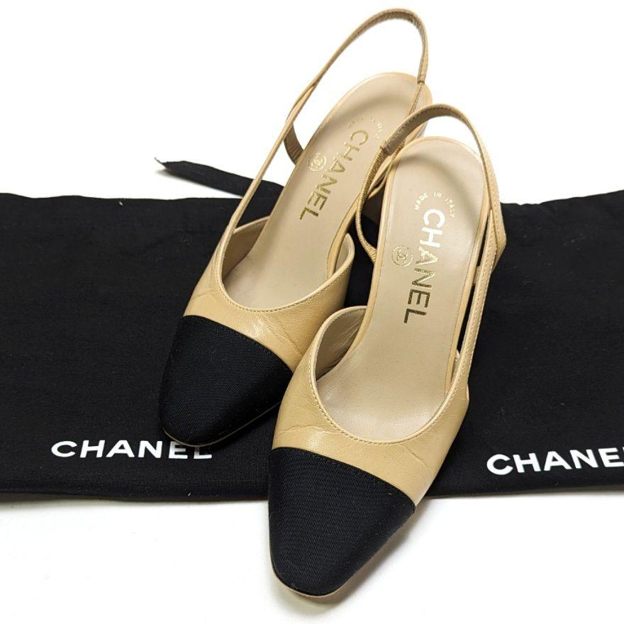 新品そっくりさん⭐CHANELシャネル バイカラ― スリングバックパンプス34C