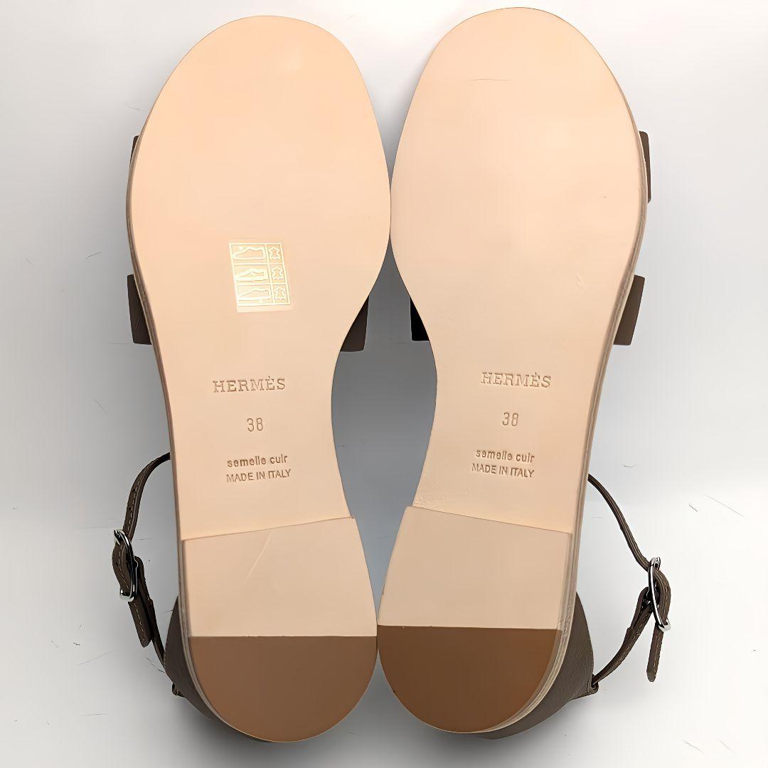 期間限定大特価未使用⭐エルメスHERMESサントリーニ エトゥープ サンダル38