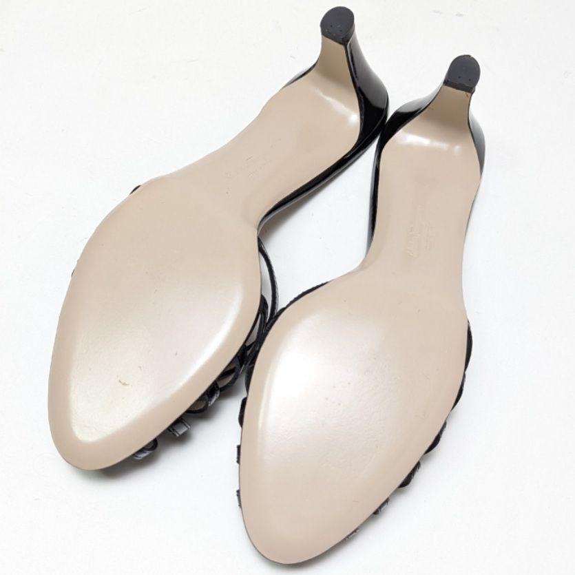 未使用さん♥フェラガモFerragamo パテントカーフ ミュールサンダル 7C