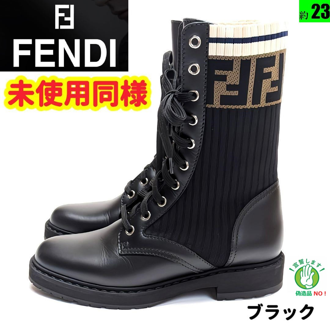 FENDI フェンディ ブーツ 36(22.5cm位) 黒ロングヒール高さ - ブーツ