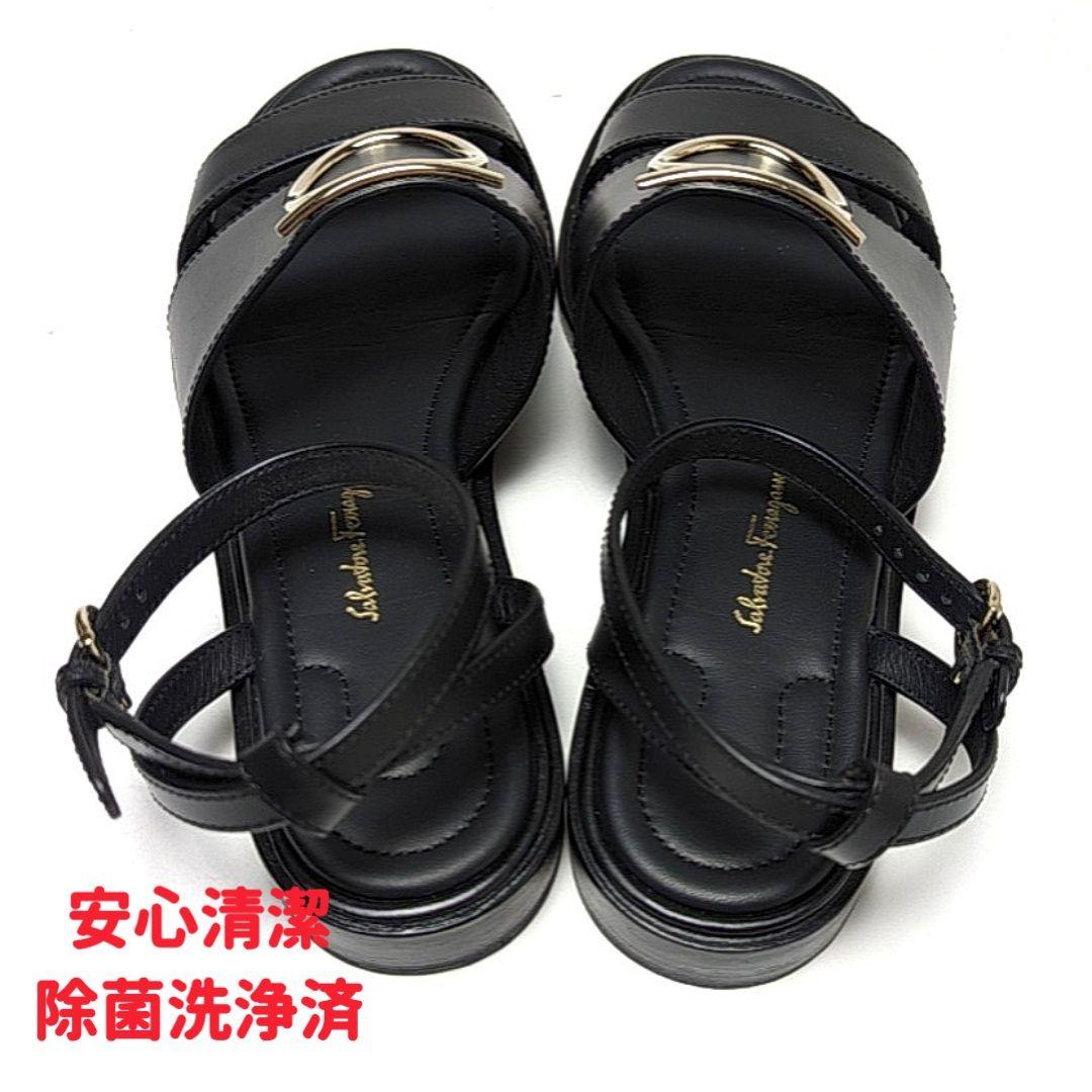 新品そっくりさん⭐フェラガモFerragamo ガンチーニ サンダル 6.5D黒