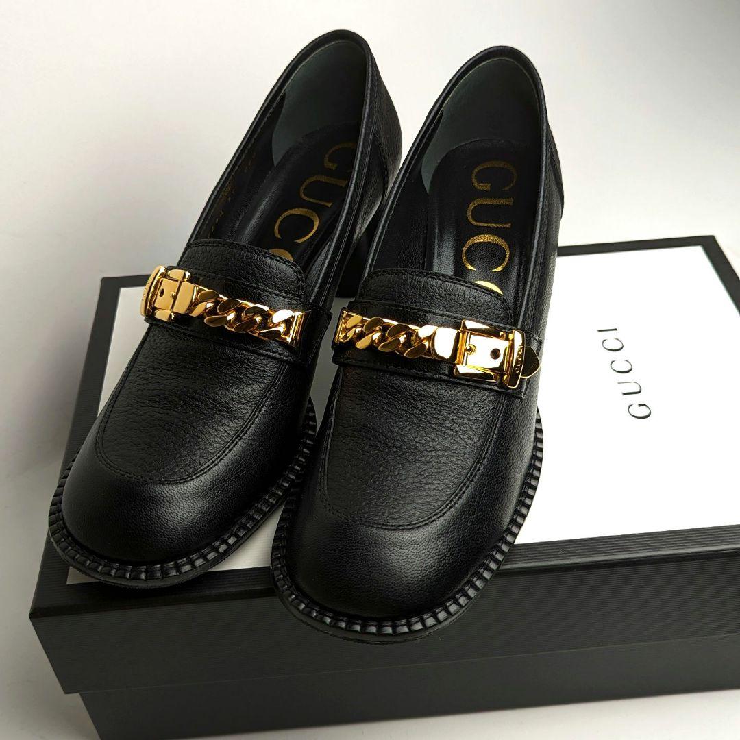 新品そっくりさん⭐GUCCIグッチ ゴールドチェーン パンプス 37