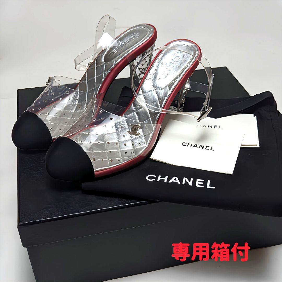 未使用さん♥CHANELシャネル クリアストーン サンダル 36C
