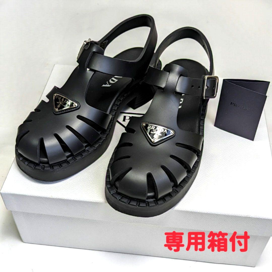 新品そっくりさん⭐プラダPRADA モノリス ラバープラットフォームサンダル37