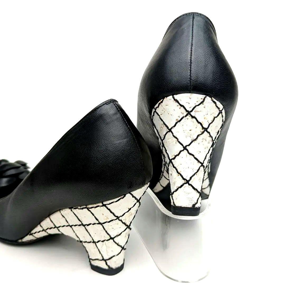 ピカピカ新品仕上⭐CHANELシャネル カメリアウェッジソールパンプス37C