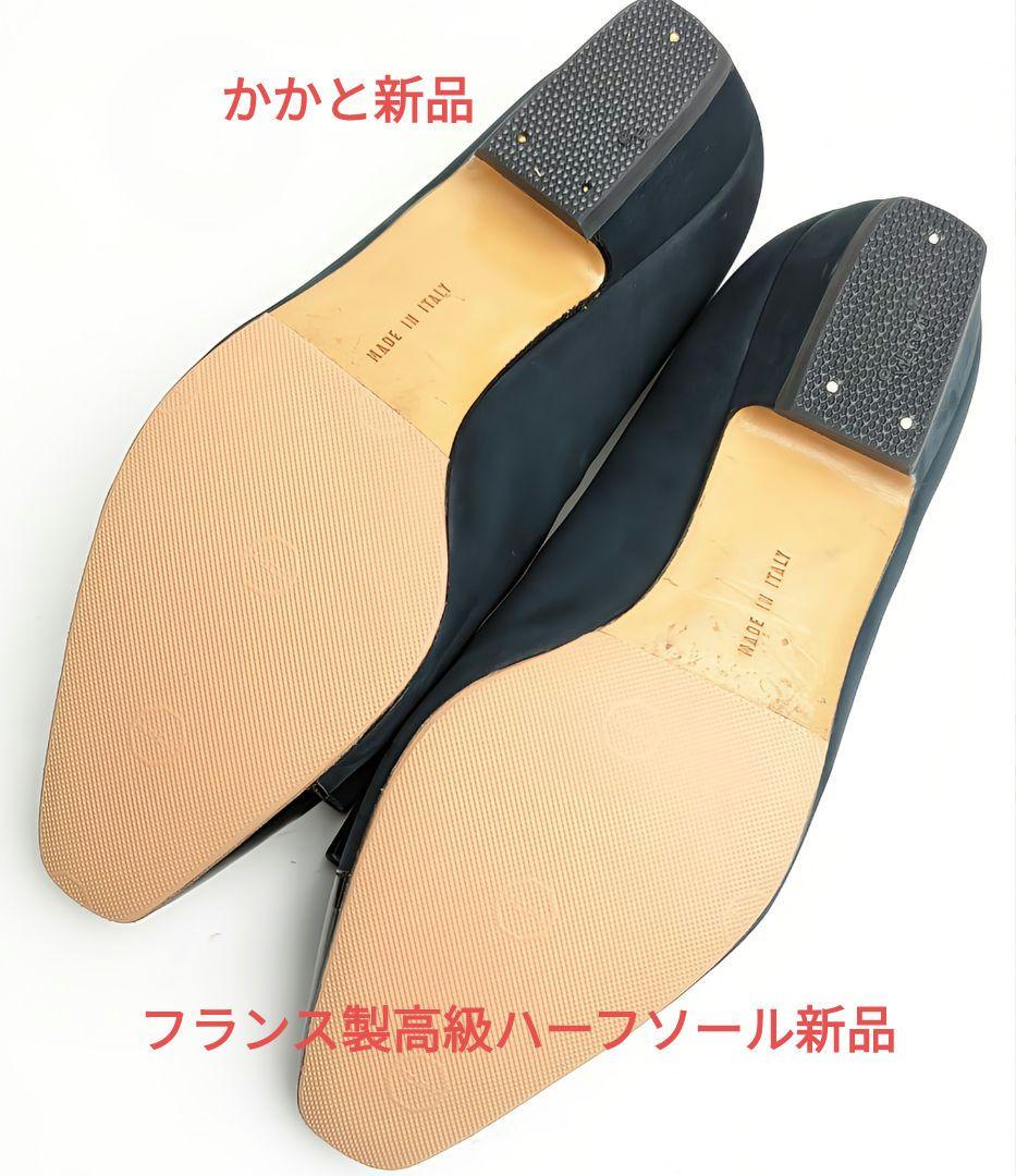 ピカピカ新品仕上⭐フェラガモFerragamo ヴァラ 深緑パンプス5.5D