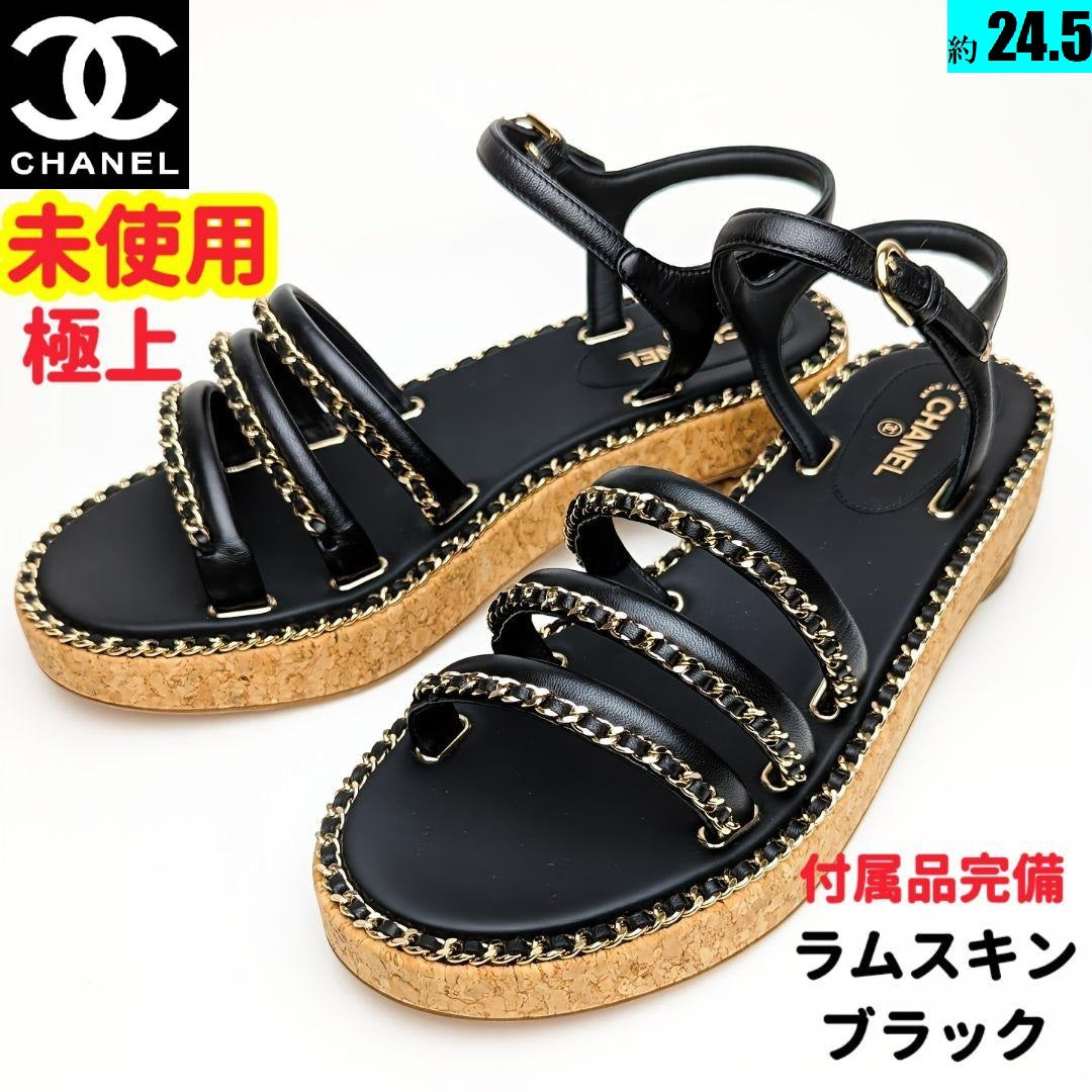 極美品♡CHANEL ビーチサンダル ブラック グレー 39 24 24.5-