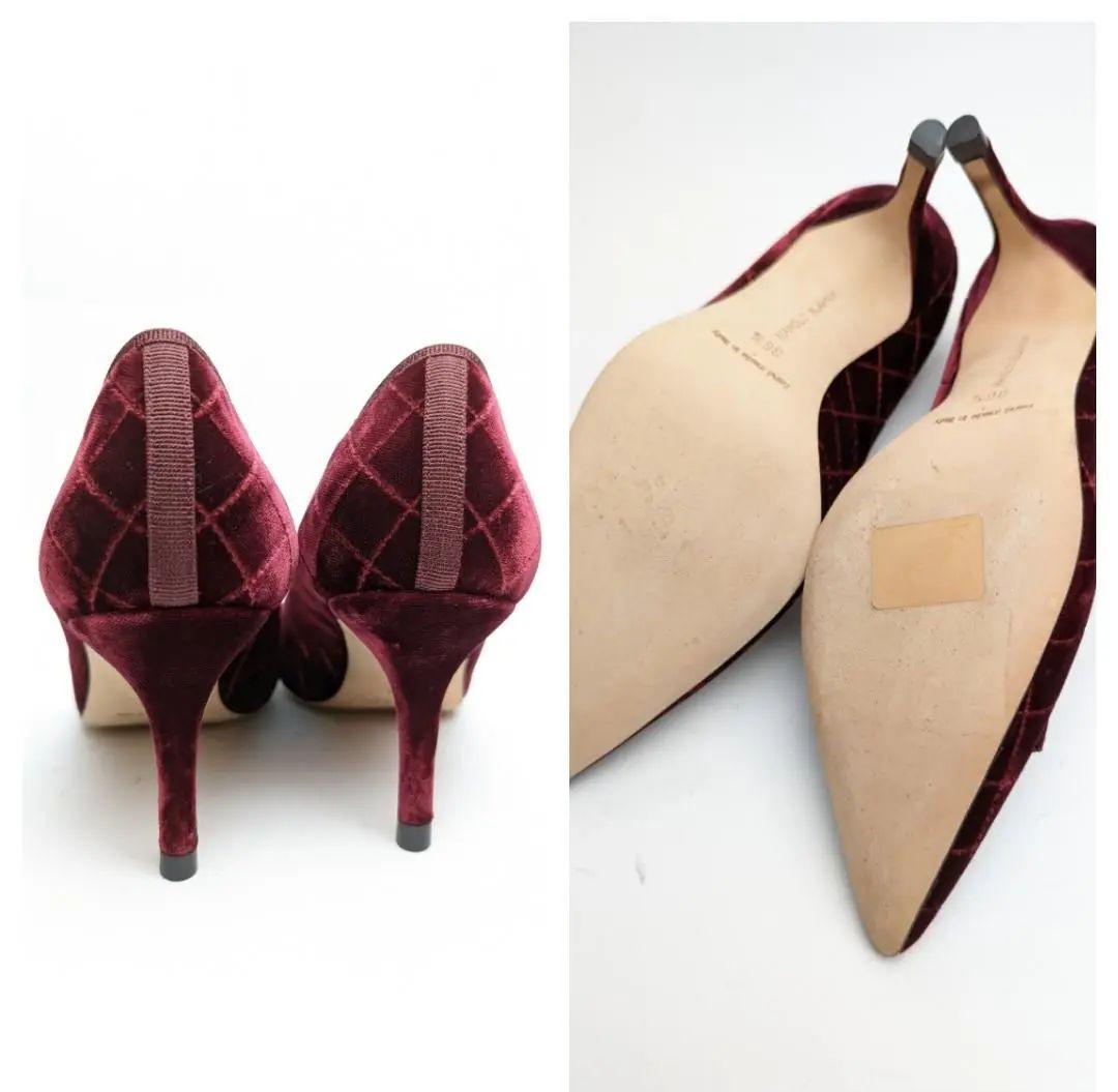 未使用同様美品❤マノロブラニク ワインレッドベロア パンプス約23
