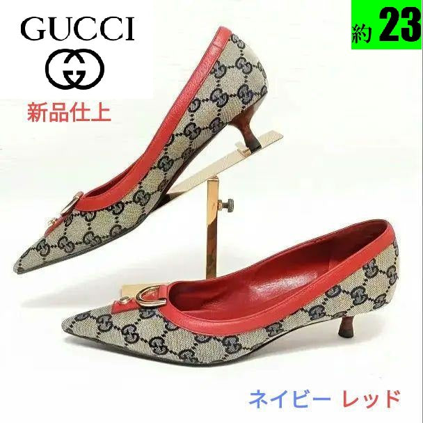 ピカピカ新品仕上⭐GUCCIグッチGGモノグラム　キャンバス　パンプス約23