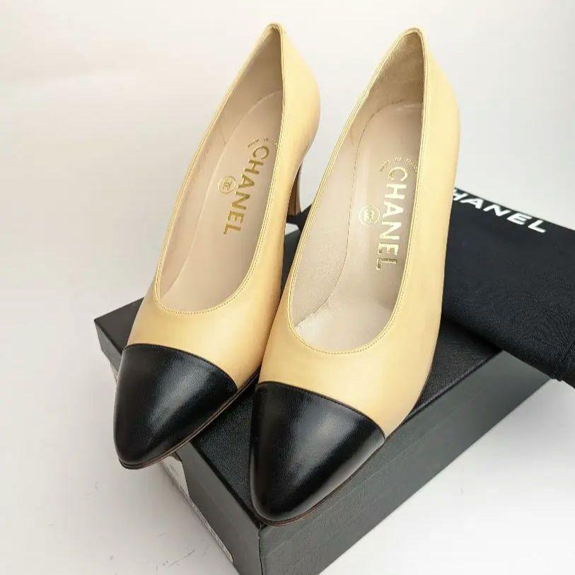 未使用同様美品❤CHANELシャネル バイカラ―パンプス 約23