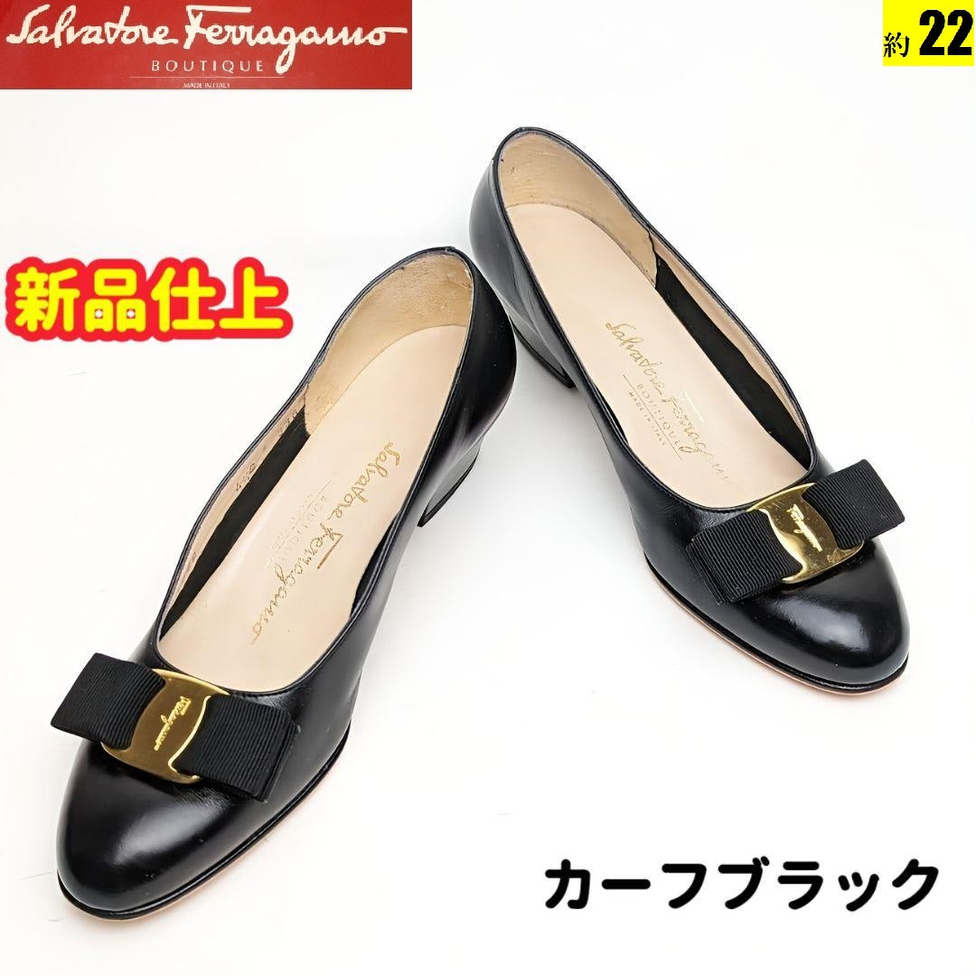 ピカピカ新品仕上⭐フェラガモFerragamo ヴァラパンプス 4 1/2C黒