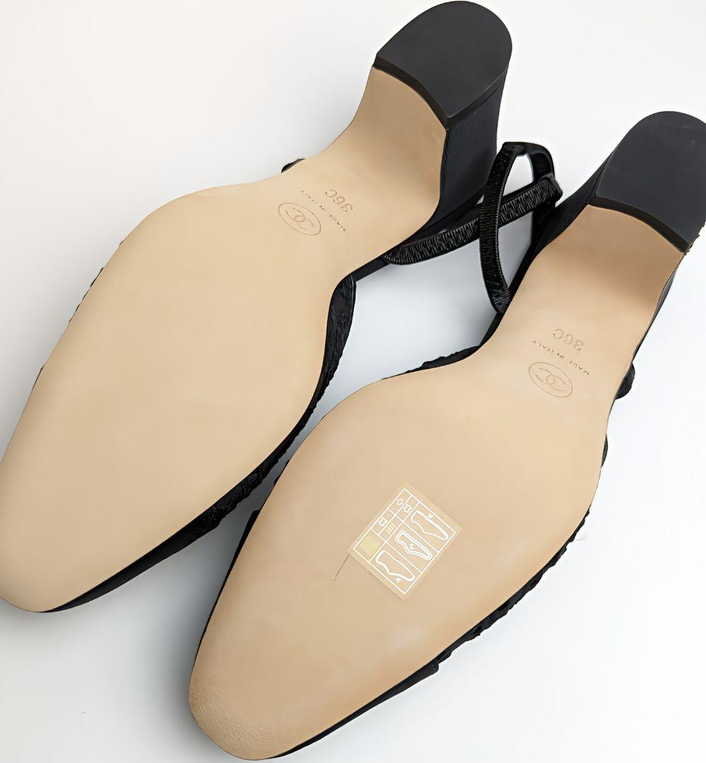 未使用美品♥シャネルCHANEL ツイード スリングバックパンプス36C