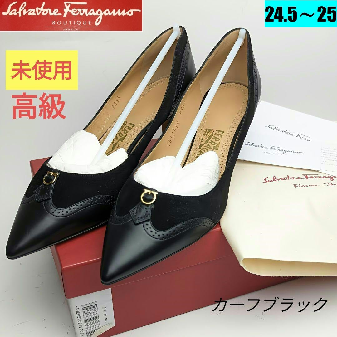 新品未使用】Salvatore Ferragamo パンプス 黒 8.5D-