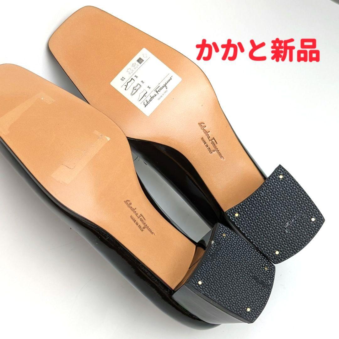 未使用美品♥フェラガモFerragamo チャンキーヒールパンプス6C