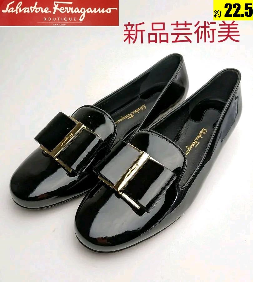 未使用極上♥フェラガモFerragamoSARNOフラワーヒールパンプス22.5ferragamo - ハイヒール/パンプス