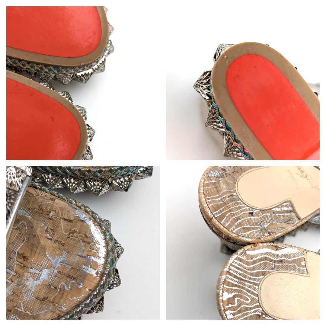 完売人気ピカピカ新品仕上⭐クリスチャンルブタン スタッズサンダル36ピラクロウ