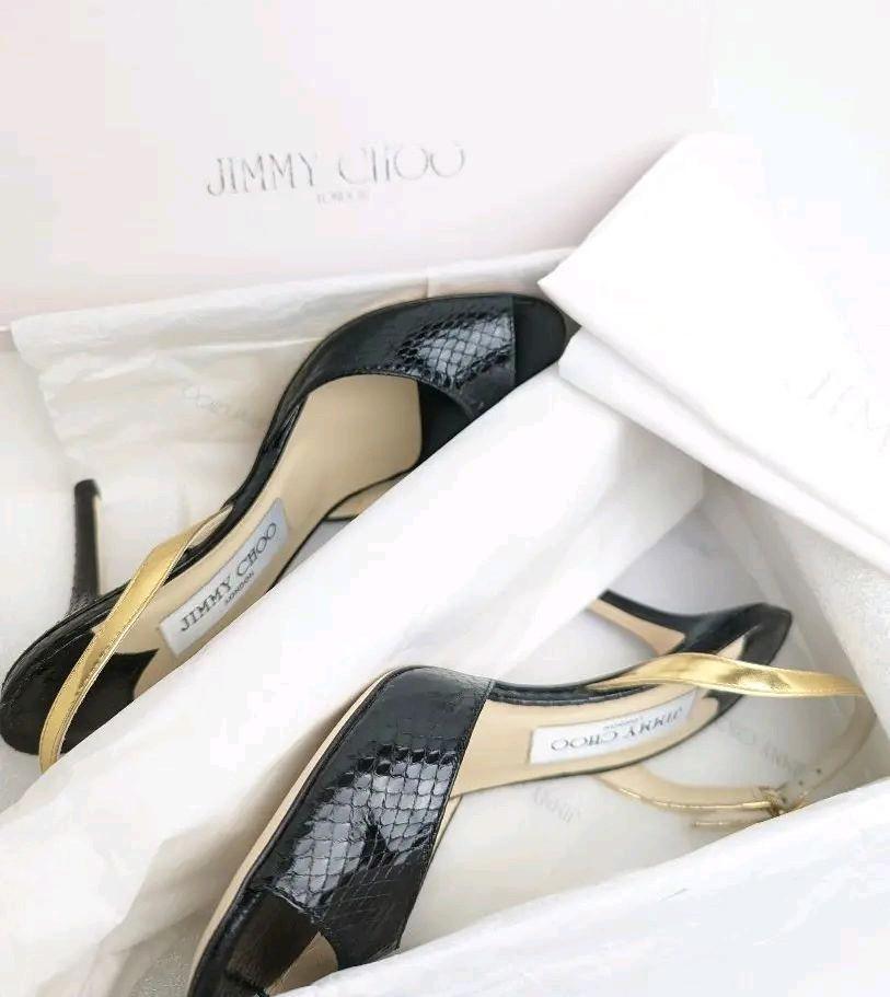 未使用最高級❤ジミーチュウJIMMY CHOO 水蛇艶加工 サンダル約22.5
