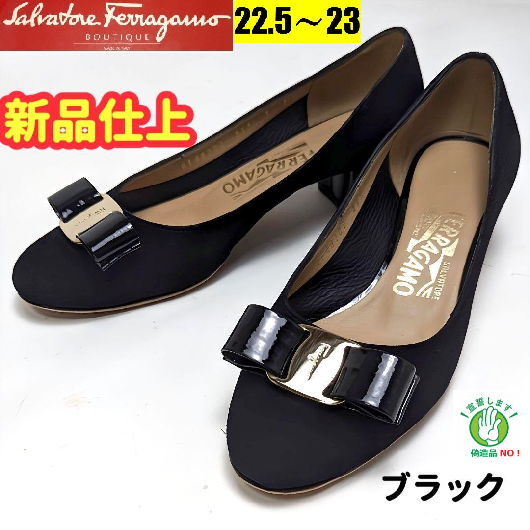 新品そっくりさん⭐フェラガモFerragamo　ヴァラ　黒　スエード 5C　黒