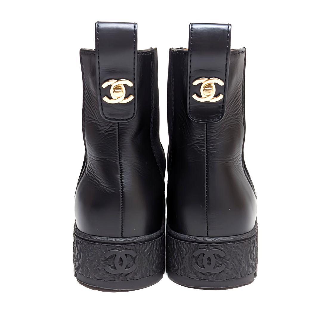 特価❗️正規品　新品CHANEL 高級ブーツ　シャネル　ブラック　35C 箱付2-3cm