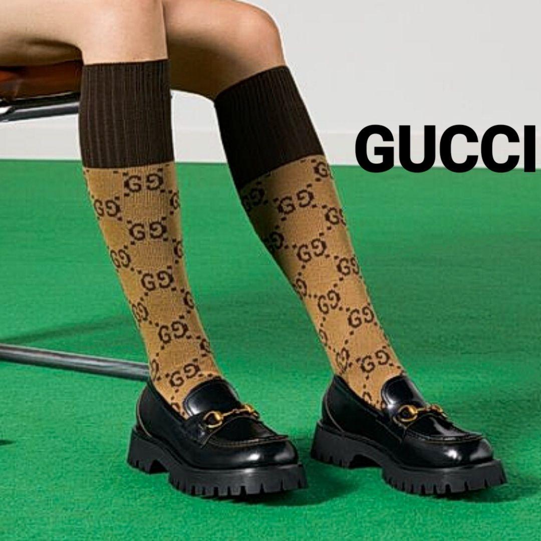 未使用さん♥GUCCI　グッチ　ホースビット　ビー　ラグソール　ローファー　38