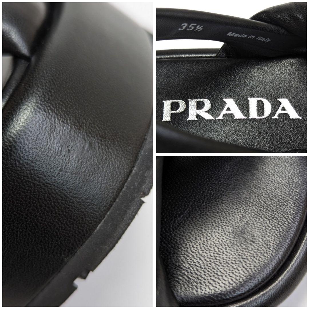 新品そっくりさん⭐PRADAプラダ　ナッパレザー サンダル 35.5　黒