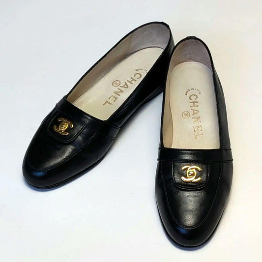 CHANELシャネル　ターンロック バレエシューズ パンプス 35 1/2
