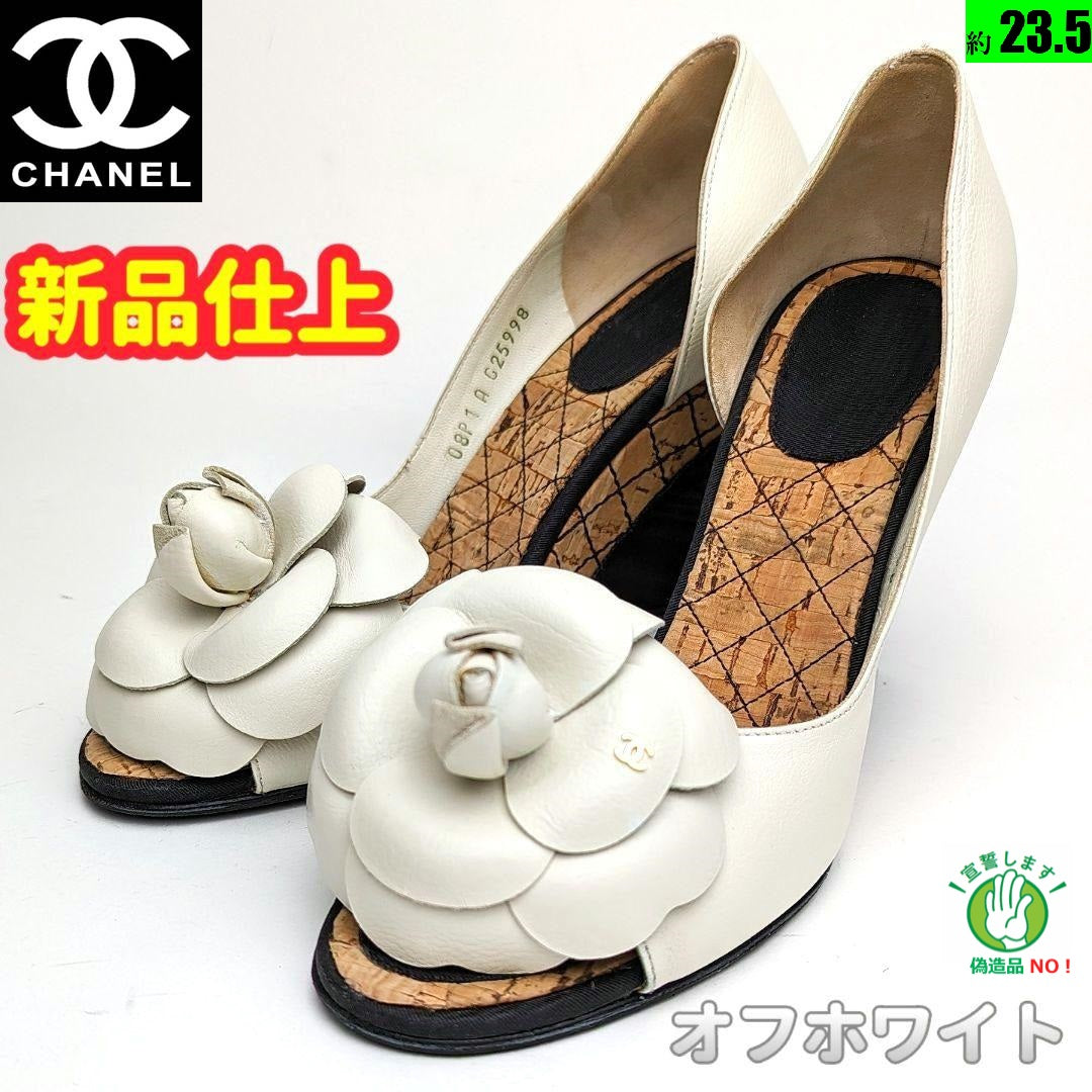 ピカピカ新品仕上⭐CHANELシャネル カメリアウェッジソールパンプス 