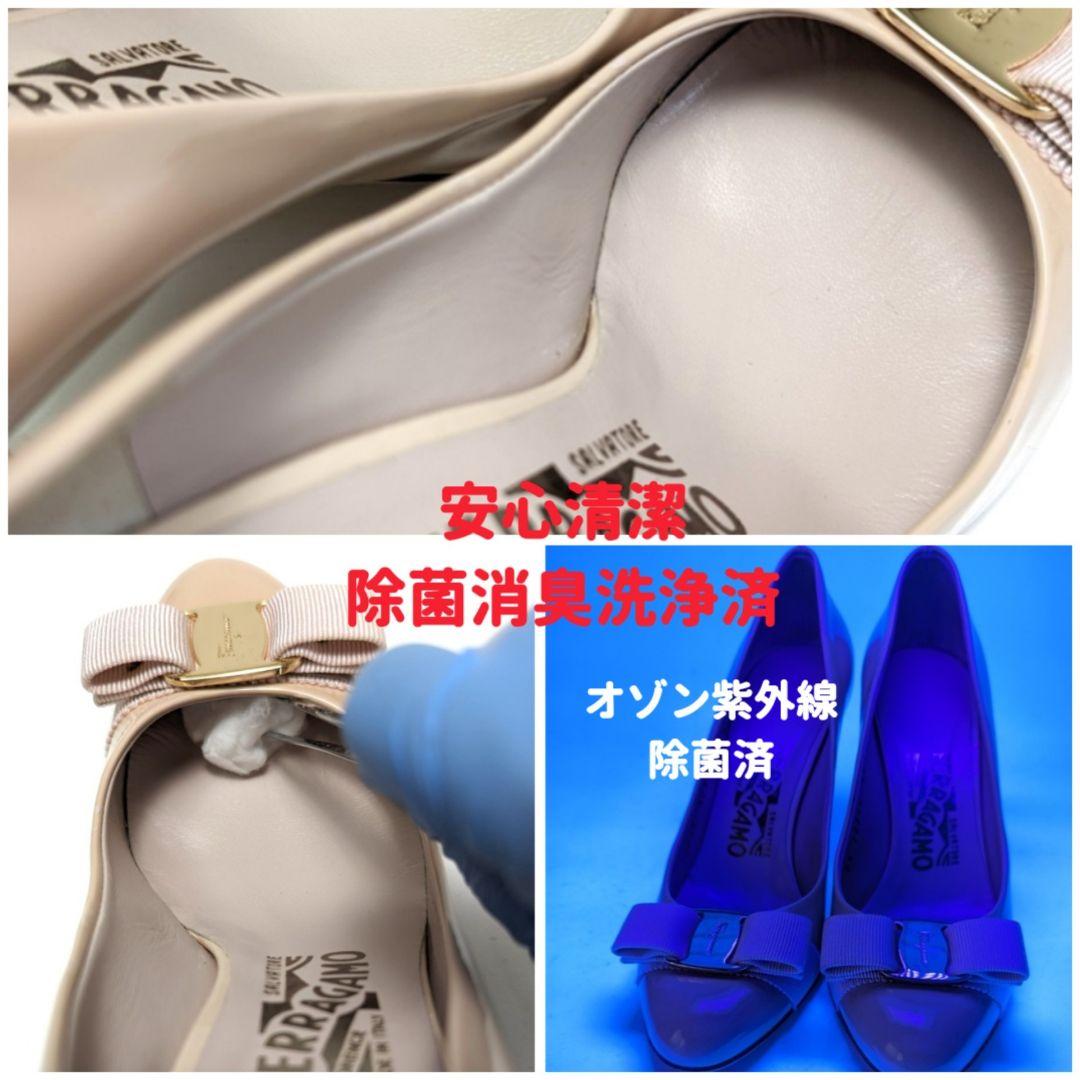 新品そっくりさん⭐フェラガモFerragamo　カルラ　パテントパンプス5.5C