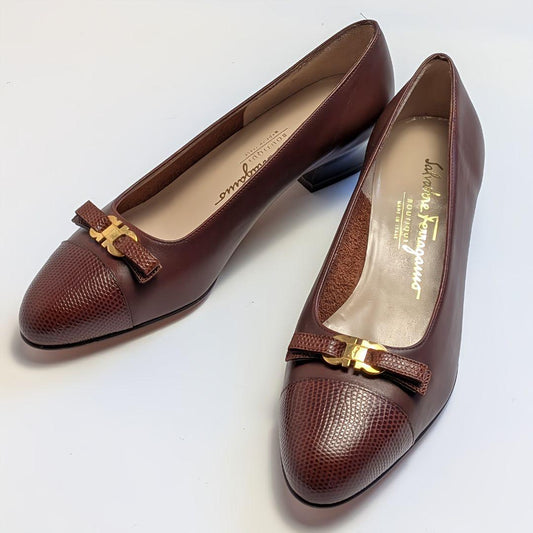 フェラガモFerragamo　カーフレザー　パンプス 5 1/2 C ブラウン