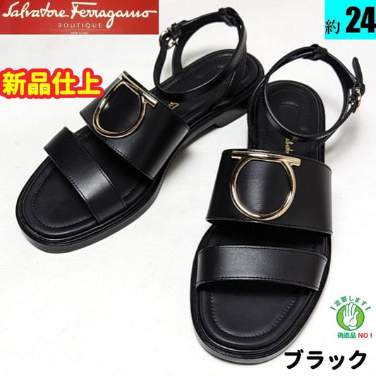 新品そっくりさん⭐フェラガモFerragamo　ガンチーニ　サンダル　6.5D黒