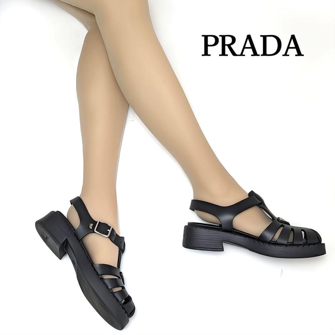 新品そっくりさん⭐プラダPRADA　モノリス　ラバープラットフォームサンダル37