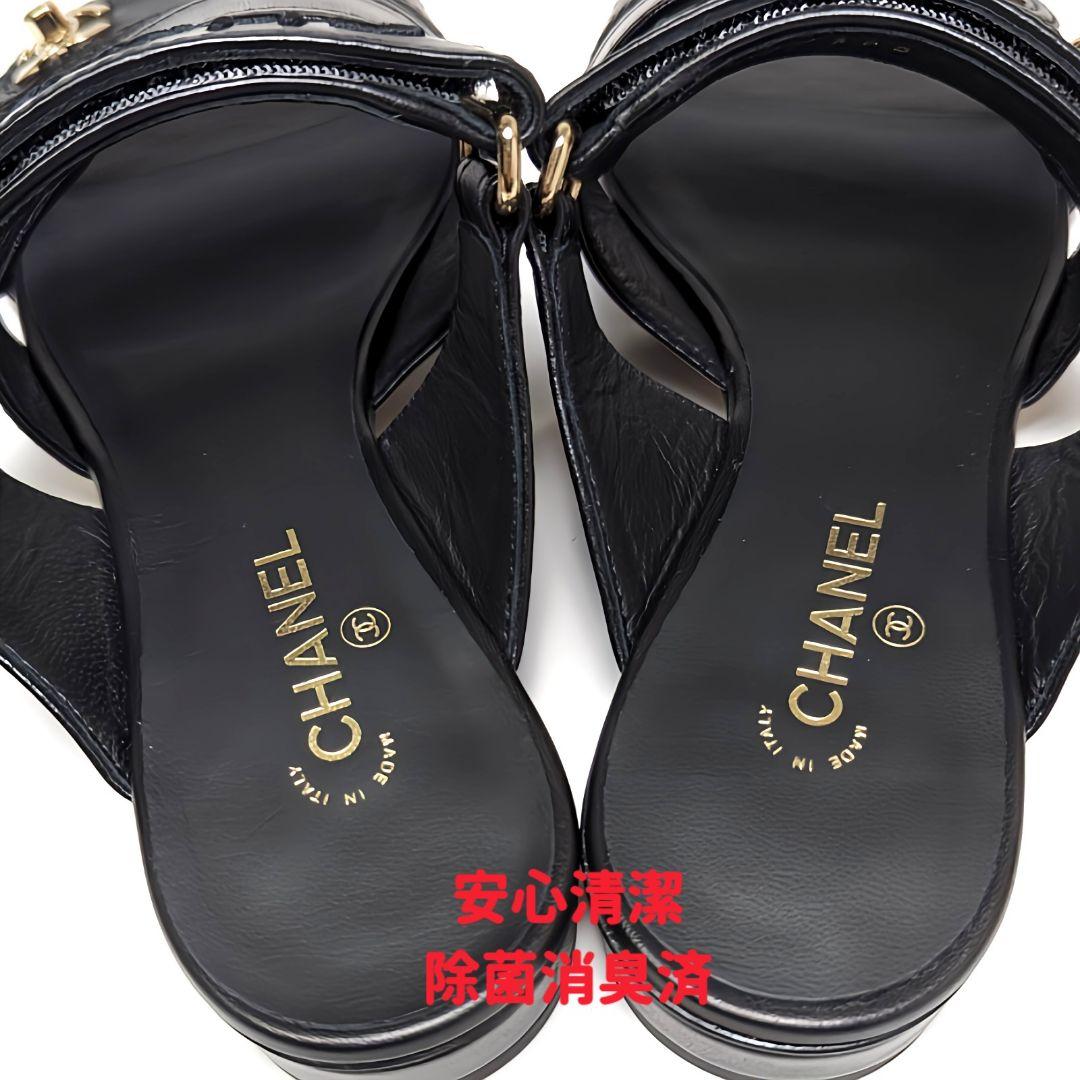 未使用さん♥CHANELシャネル　ラムスキン　ターンロック　サンダル　36.5C