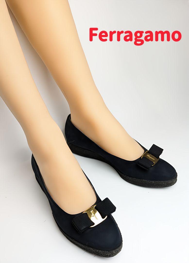 ピカピカ新品仕上⭐フェラガモFerragamoヴァラ ウェッジソールパンプス6C