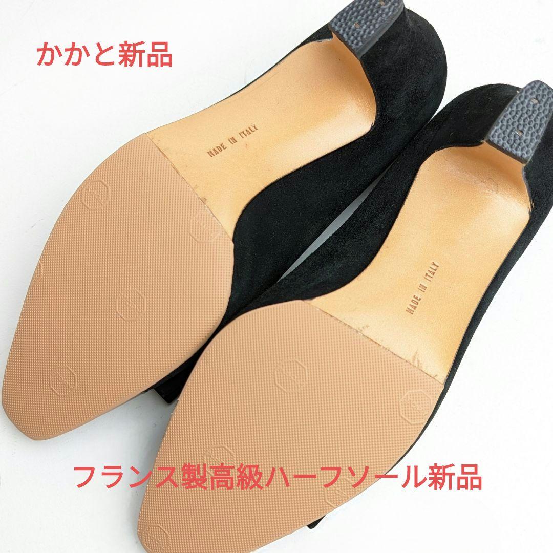 ピカピカ新品仕上⭐フェラガモFerragamo ヴァラ スエードパンプス5D黒