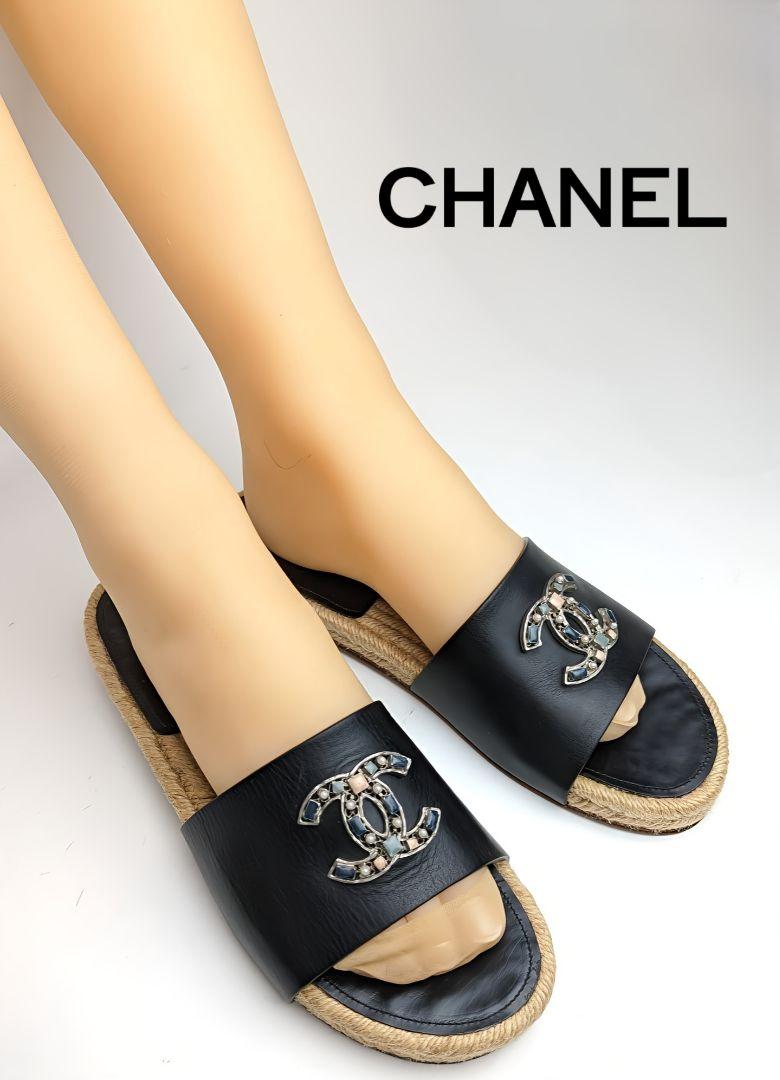 ピカピカ新品仕上⭐CHANELシャネル ココマーク エスパドリーユサンダル39C-